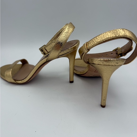 Tory Burch Gold Metallic Leather Ankle Strap Heels Sandals Size 5M - Picture 4 of 9